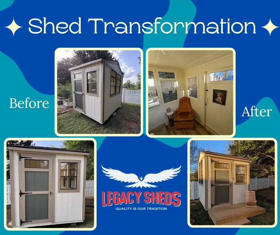 Martin Buildings in the Pee Dee, Shed Transformation, Legacy Sheds, Utility Shed, Lofted Sheds, Custom Sheds, Utility End Porch Shed, Side Utility Shed, Utility Garage, Lofted Garage, Shed Maintenance, high-quality sheds